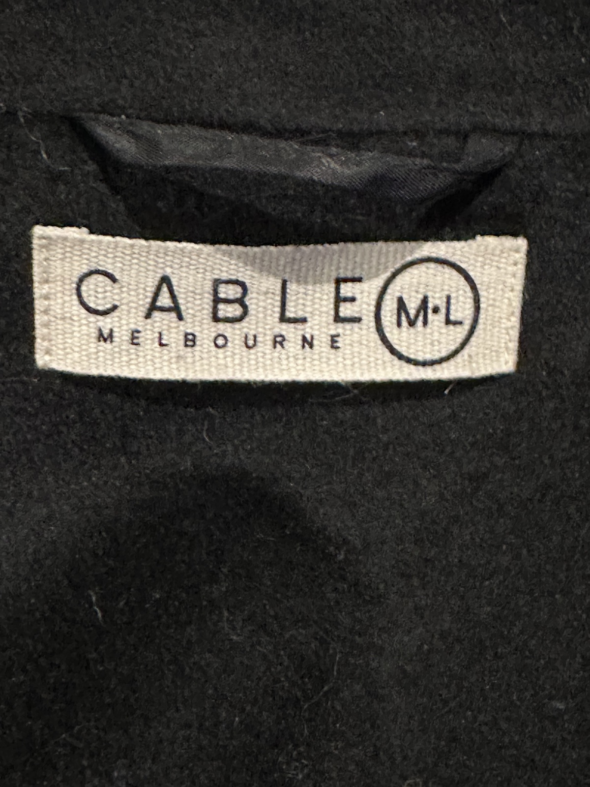 New, Black 100% wool cashmere coat, Cable, M to L
