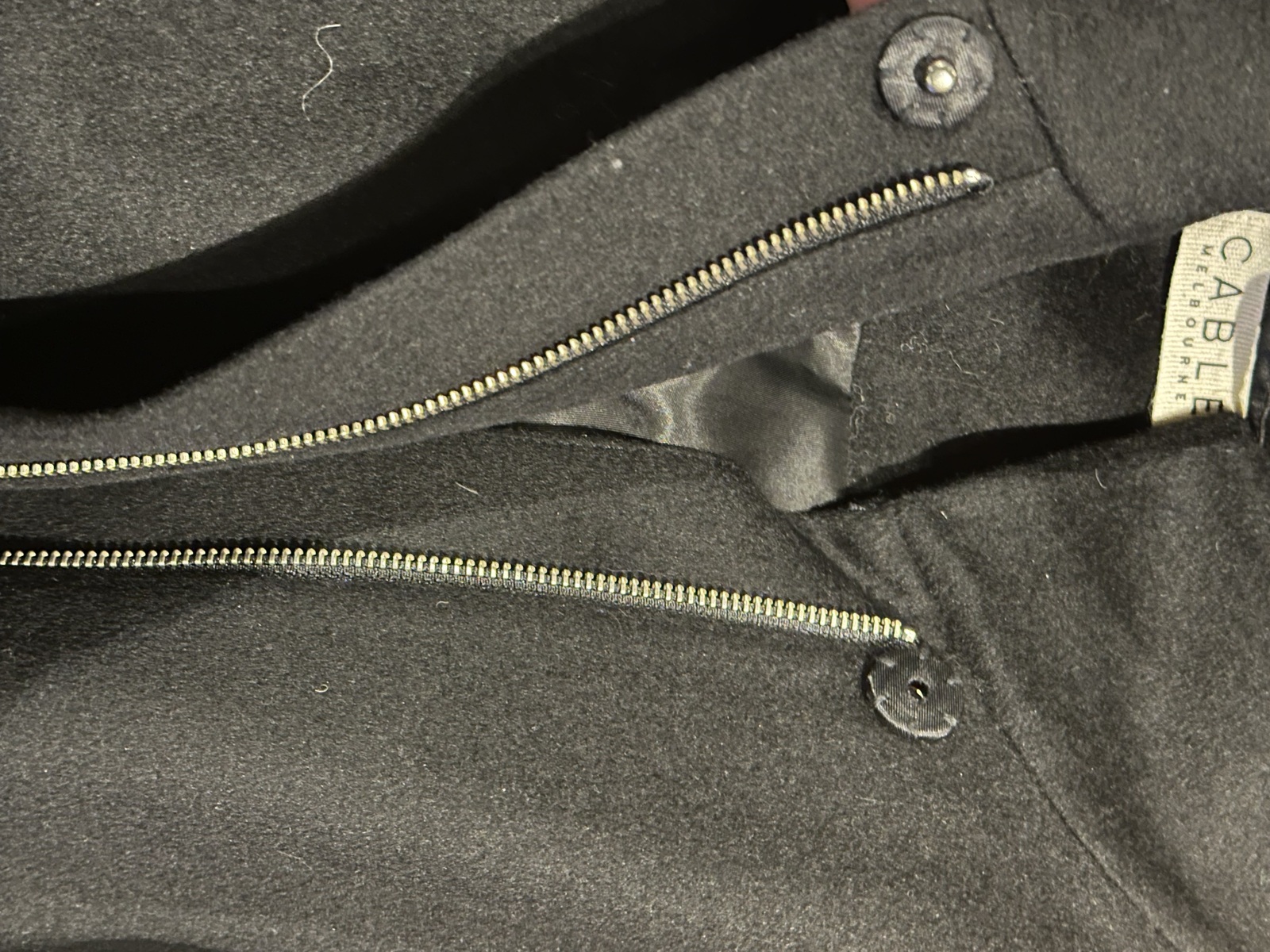 New, Black 100% wool cashmere coat, Cable, M to L