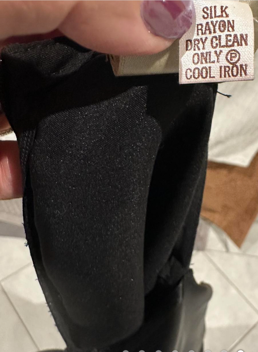 ALMOST New. Black silk backless evening dress, size 12,