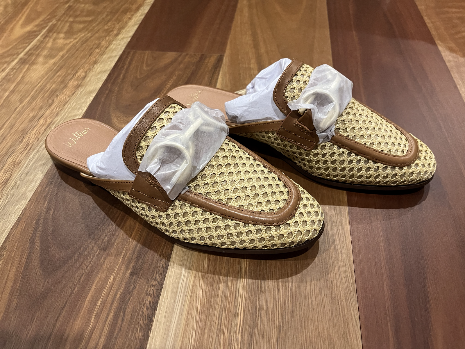 Aya Natural Woven Textile Backless Loafer