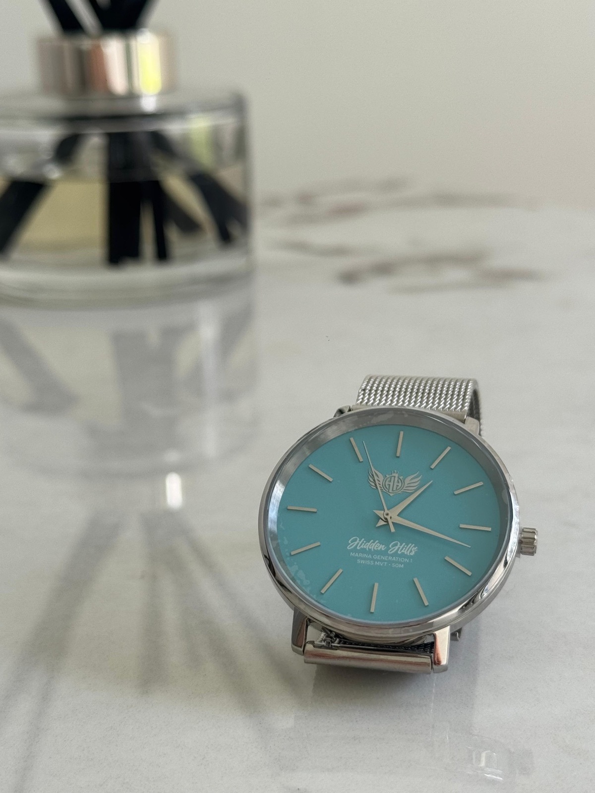Turquoise Dial Watch – Silver Mesh Band (Brand New)