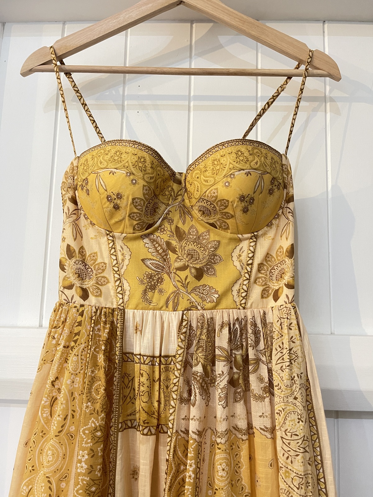 The Lucky Corset Midi Dress in Mustard Bandana Size 4/Au 16