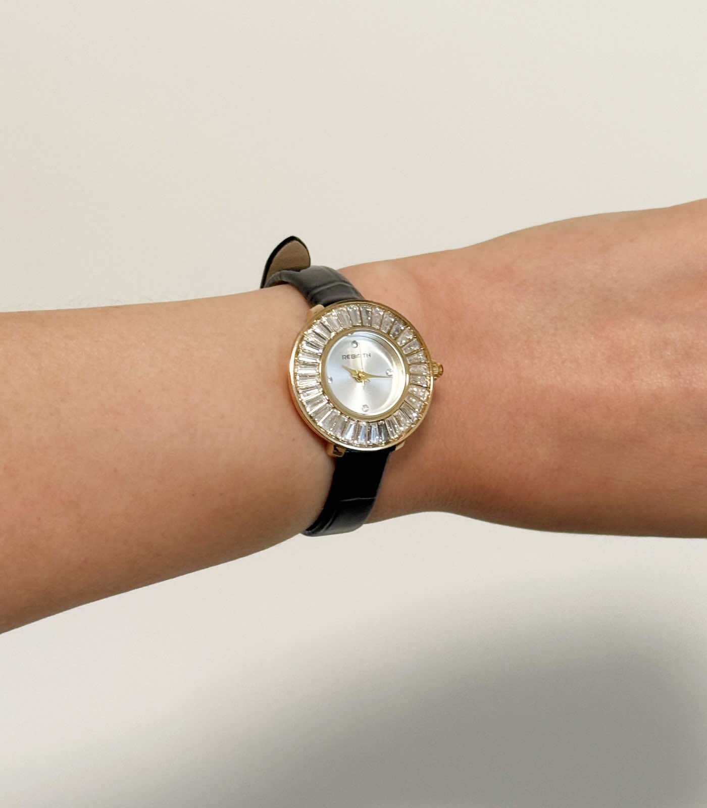 Women's Leather Watch with Rhinestones