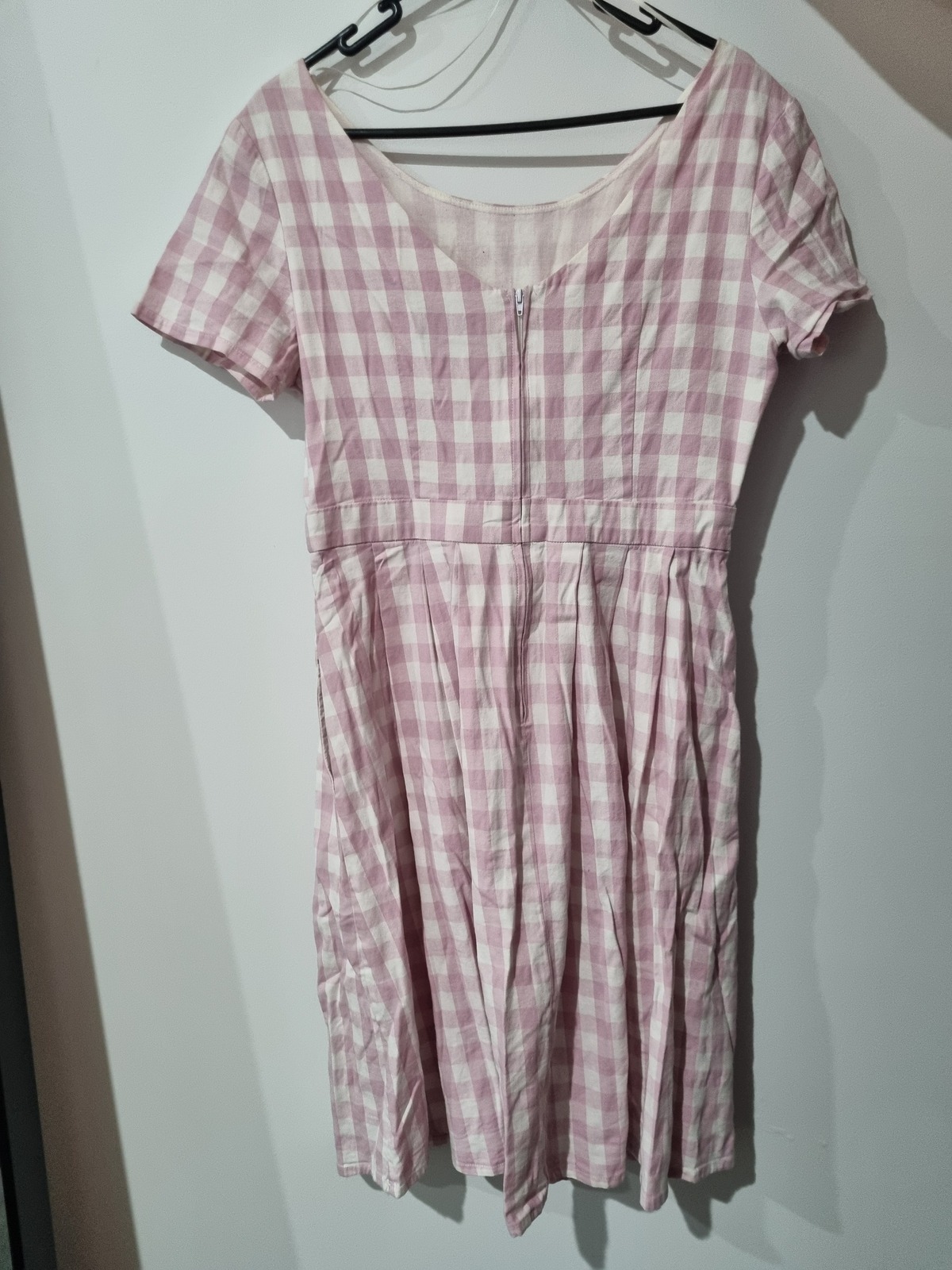 Pink gingham midi dress