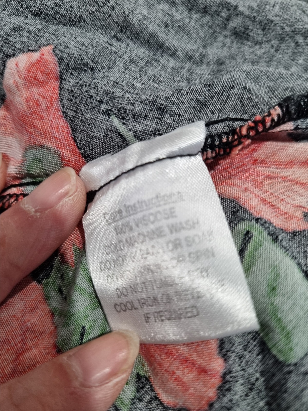 Black dress with red floral print