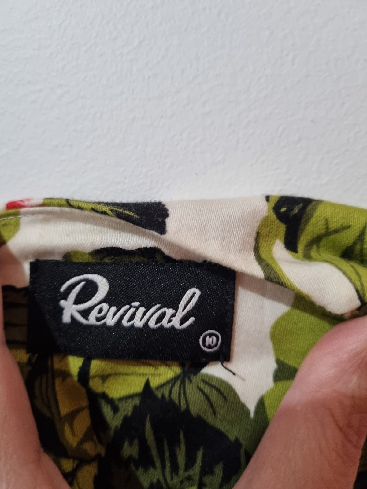 Retro white dress with green and pink floral print