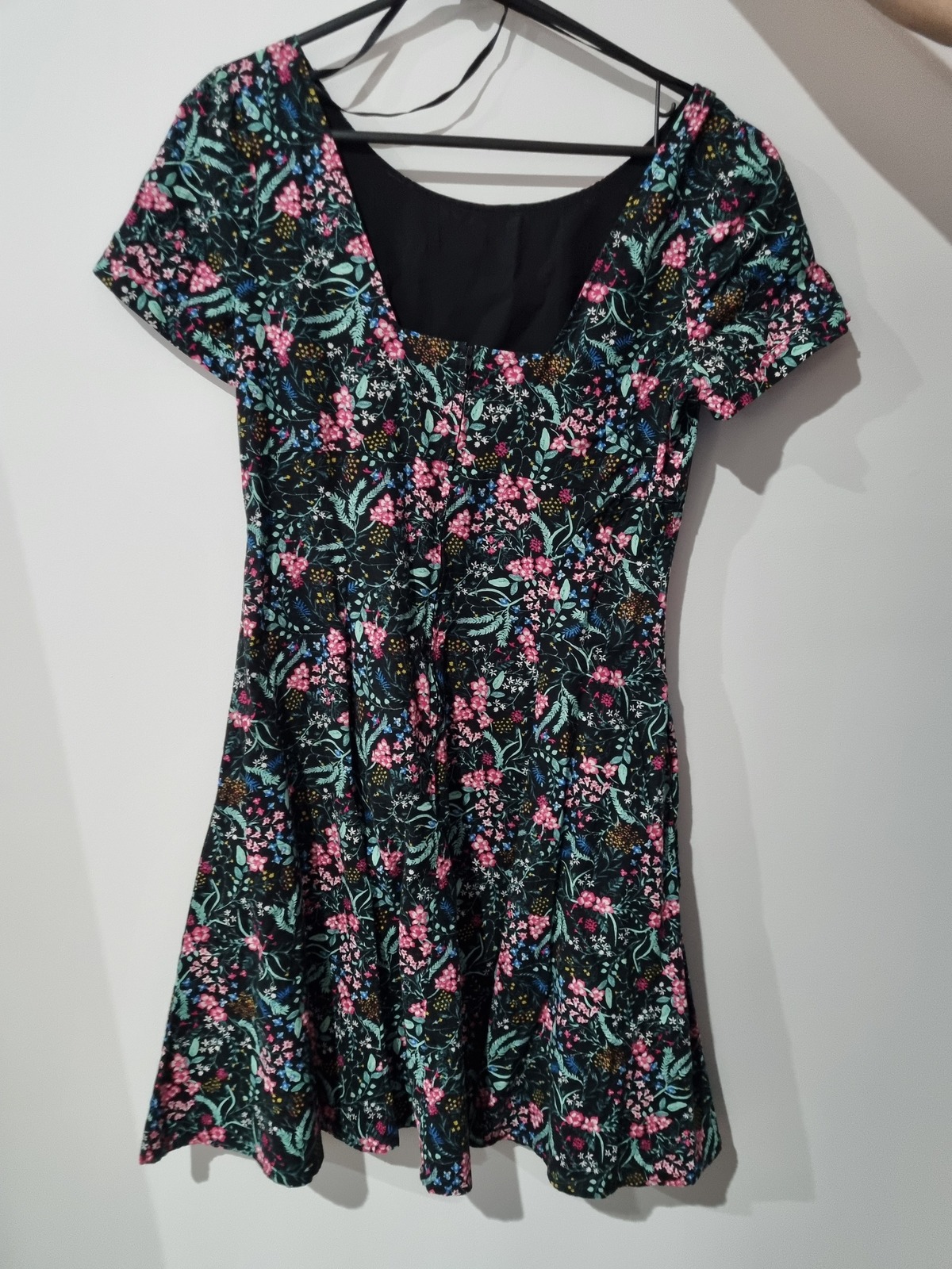 Black floral midi dress