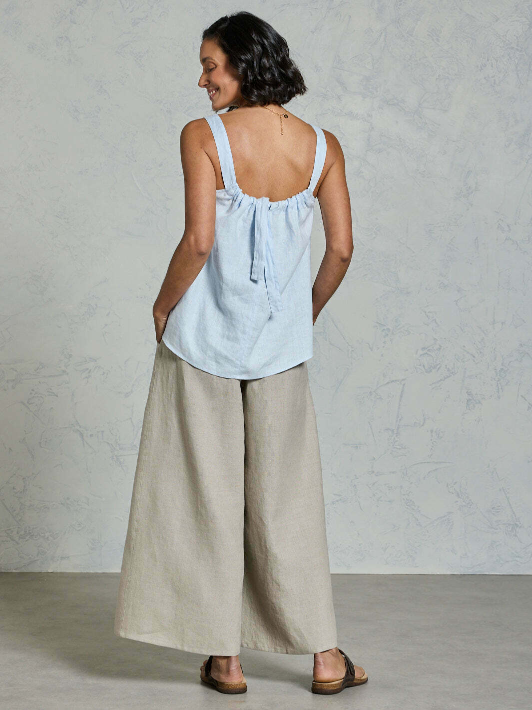 Soella Linen Top Serene Blue