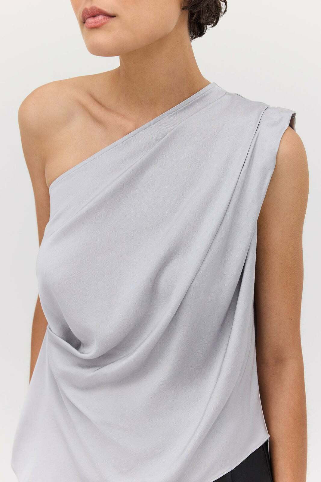 SILVER SATIN ANTONIA TOP