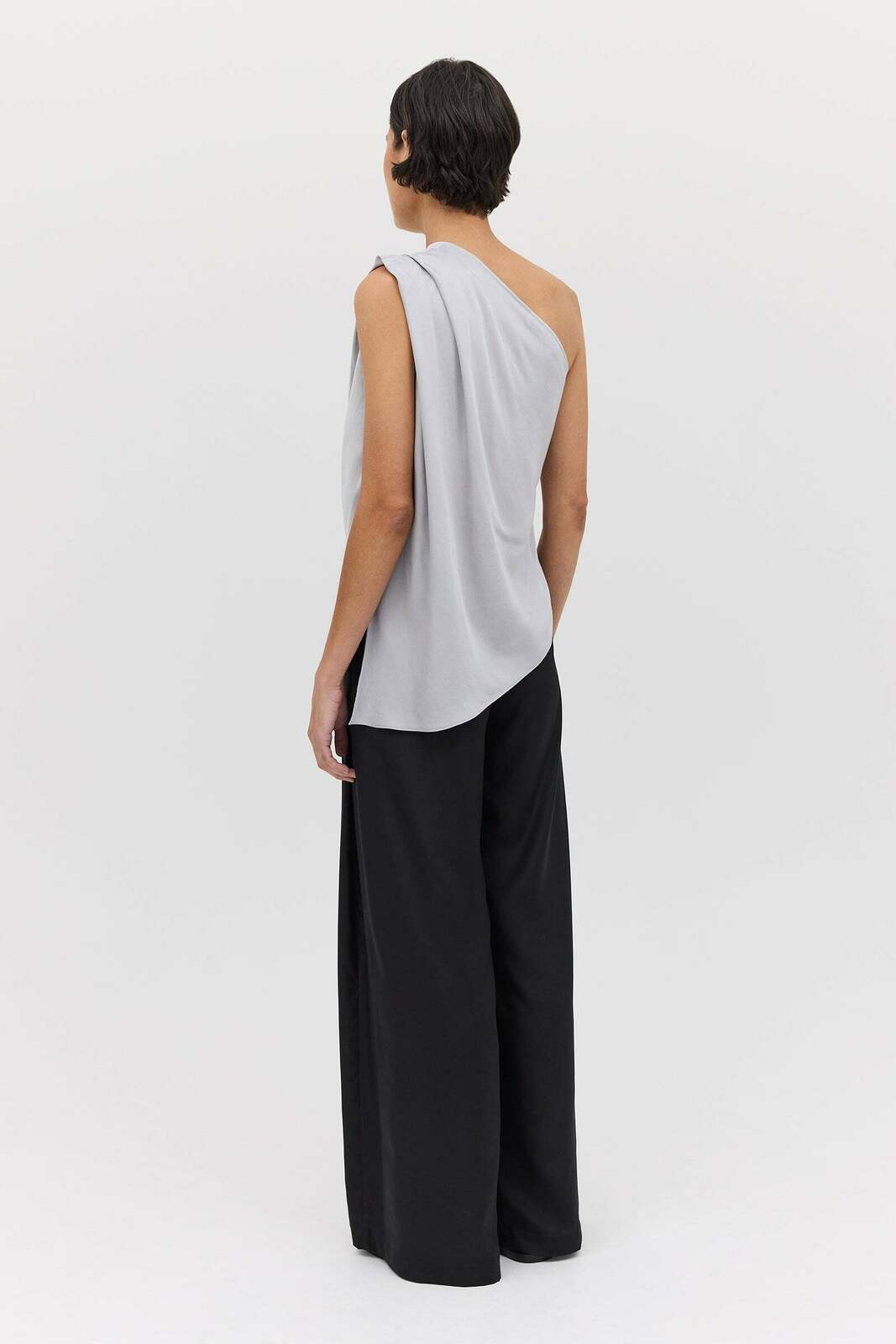 SILVER SATIN ANTONIA TOP