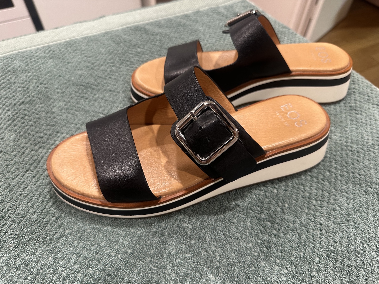 SPORTEZ BLACK LEATHER SANDALS 