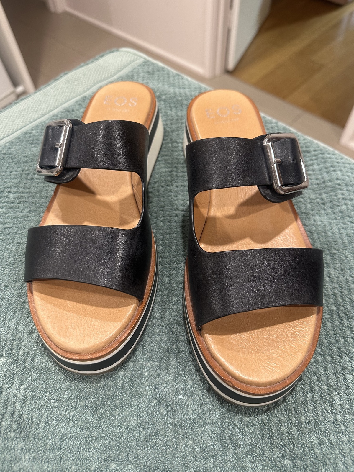 SPORTEZ BLACK LEATHER SANDALS 