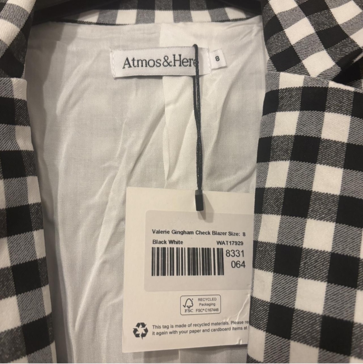 Black and white gingham blazer