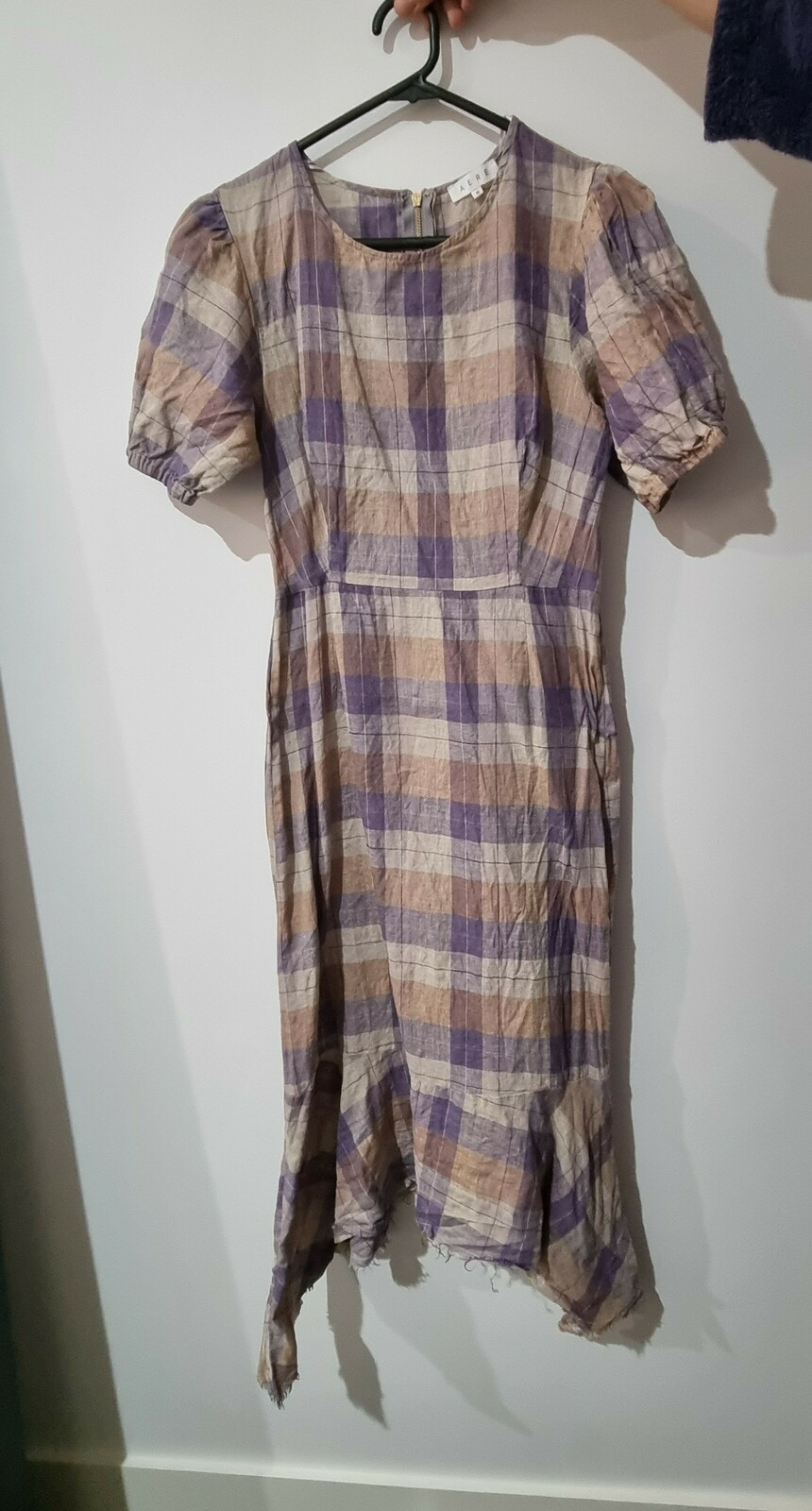 Purple gingham midi dress