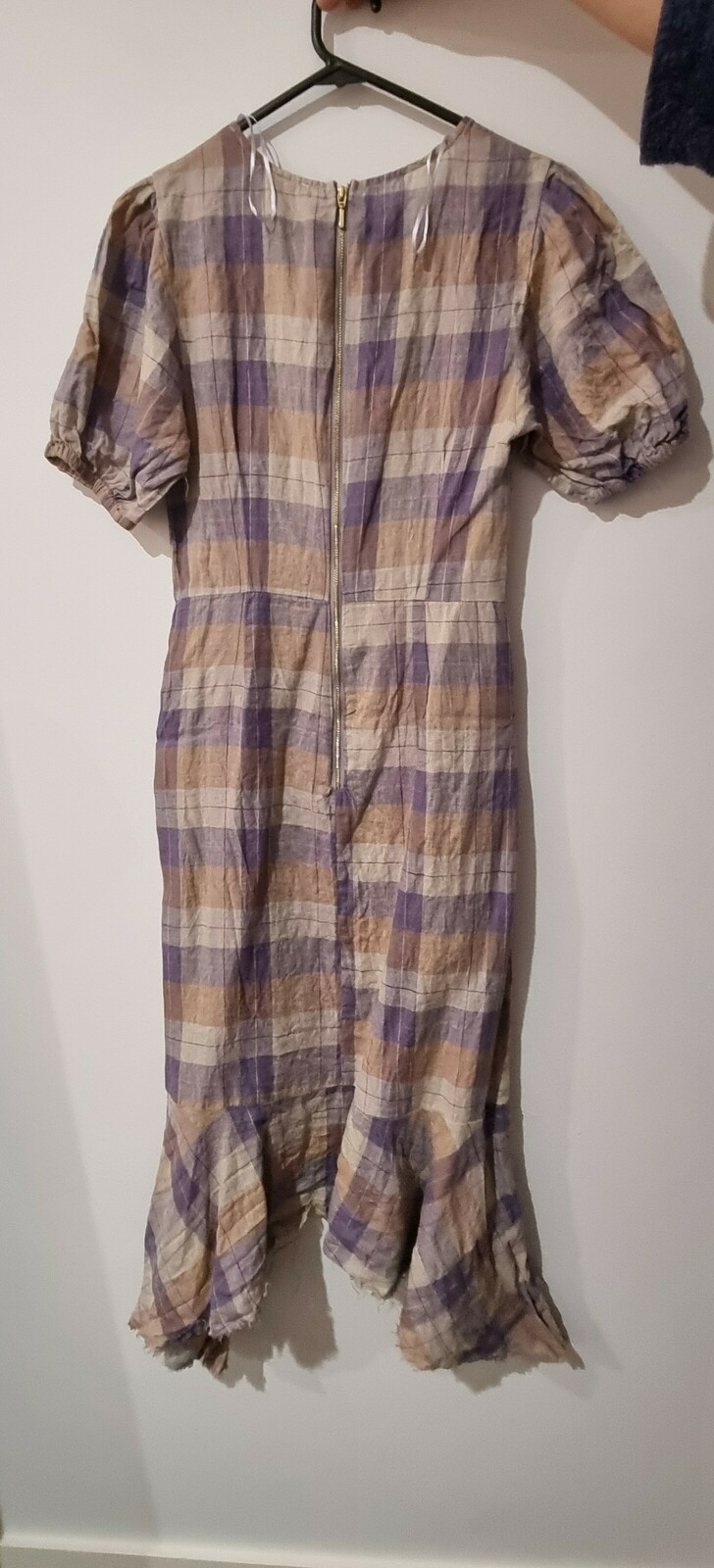 Purple gingham midi dress