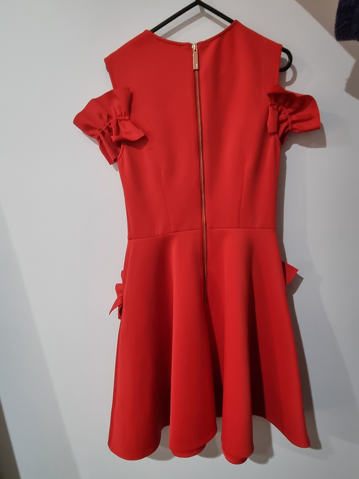 Red cocktail dress with pockets