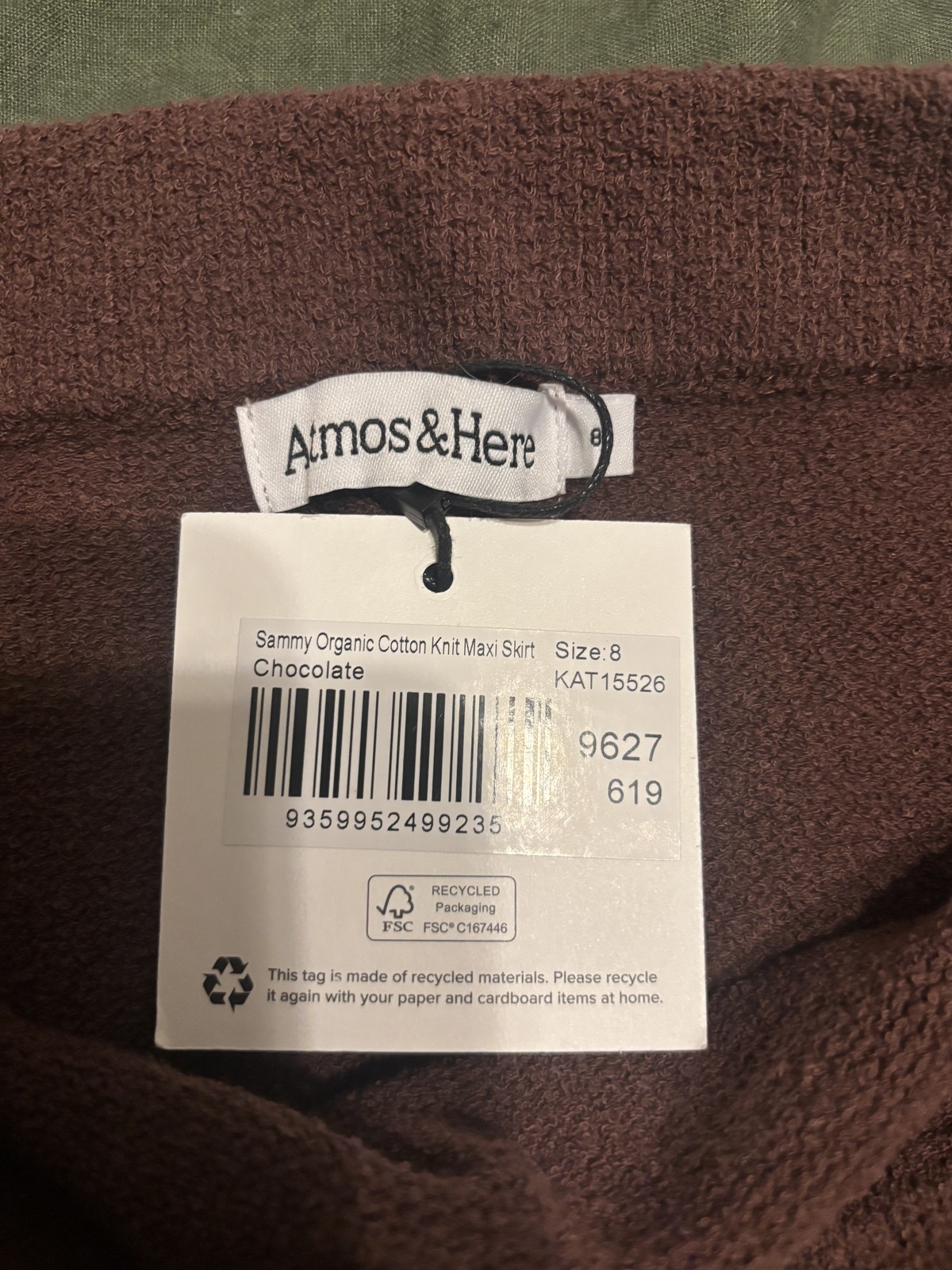 Brown Cotton knit maxi skirt