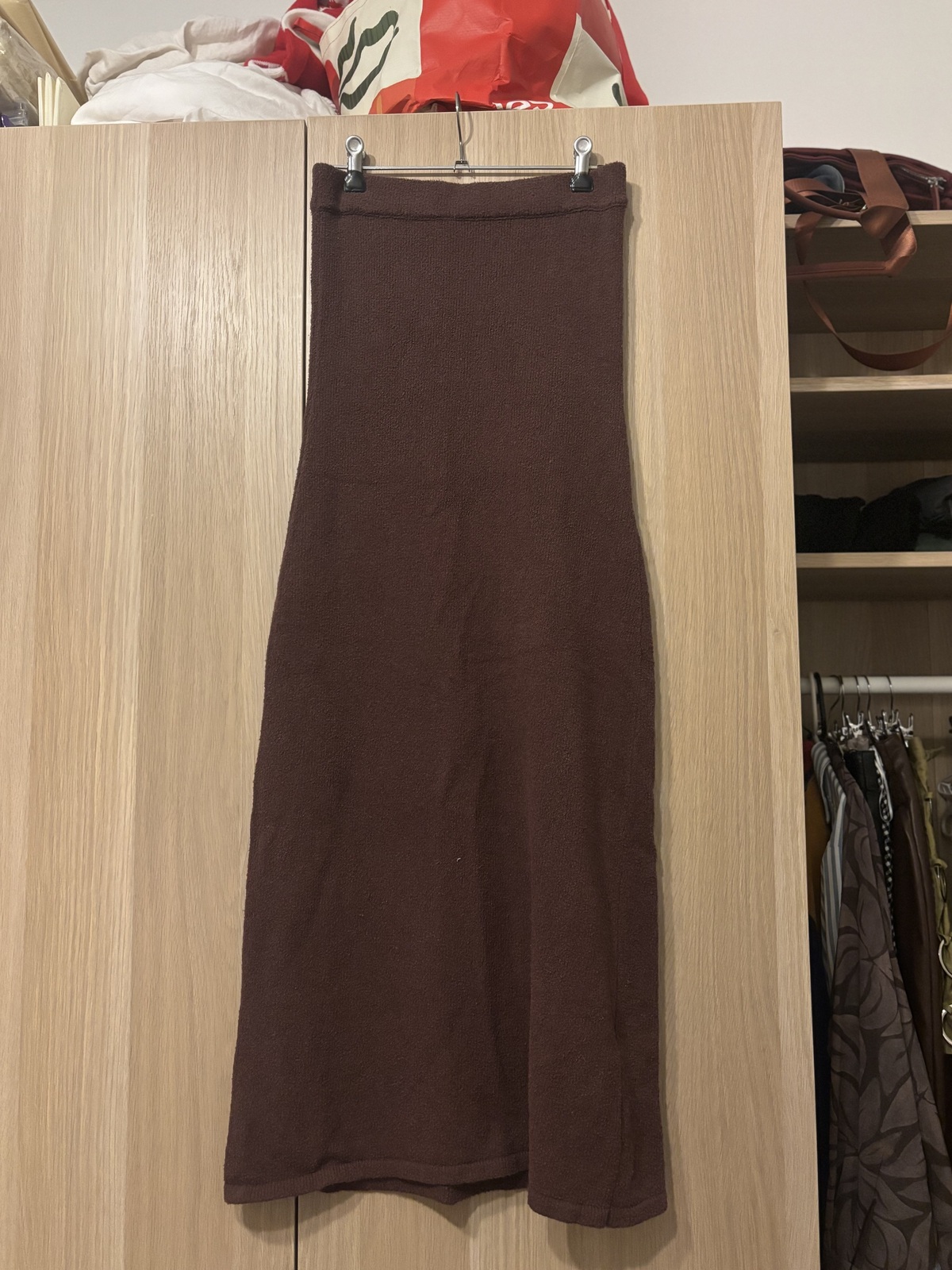 Brown Cotton knit maxi skirt