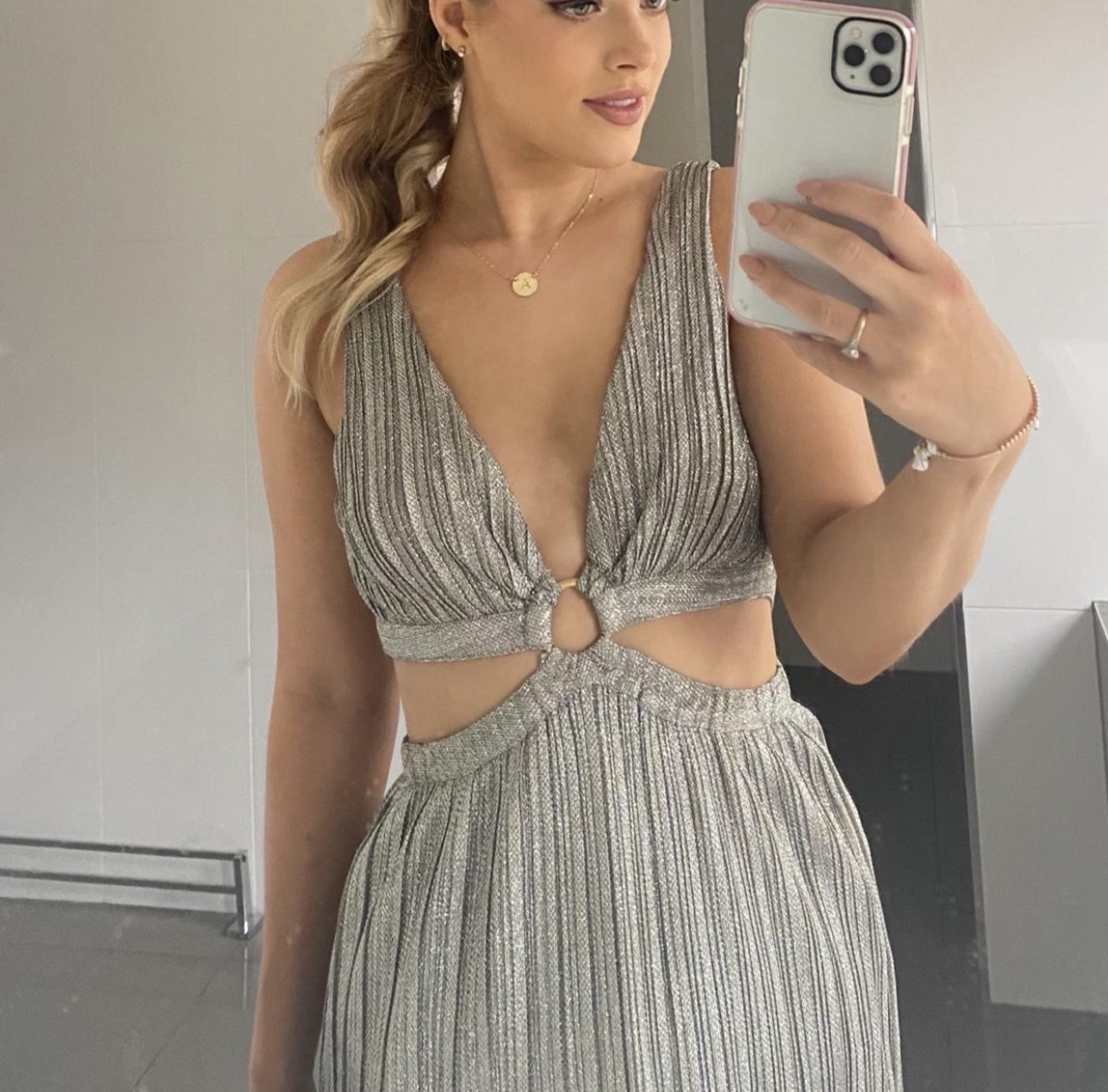 Ana Sleeveless Maxi Dress in Silver 