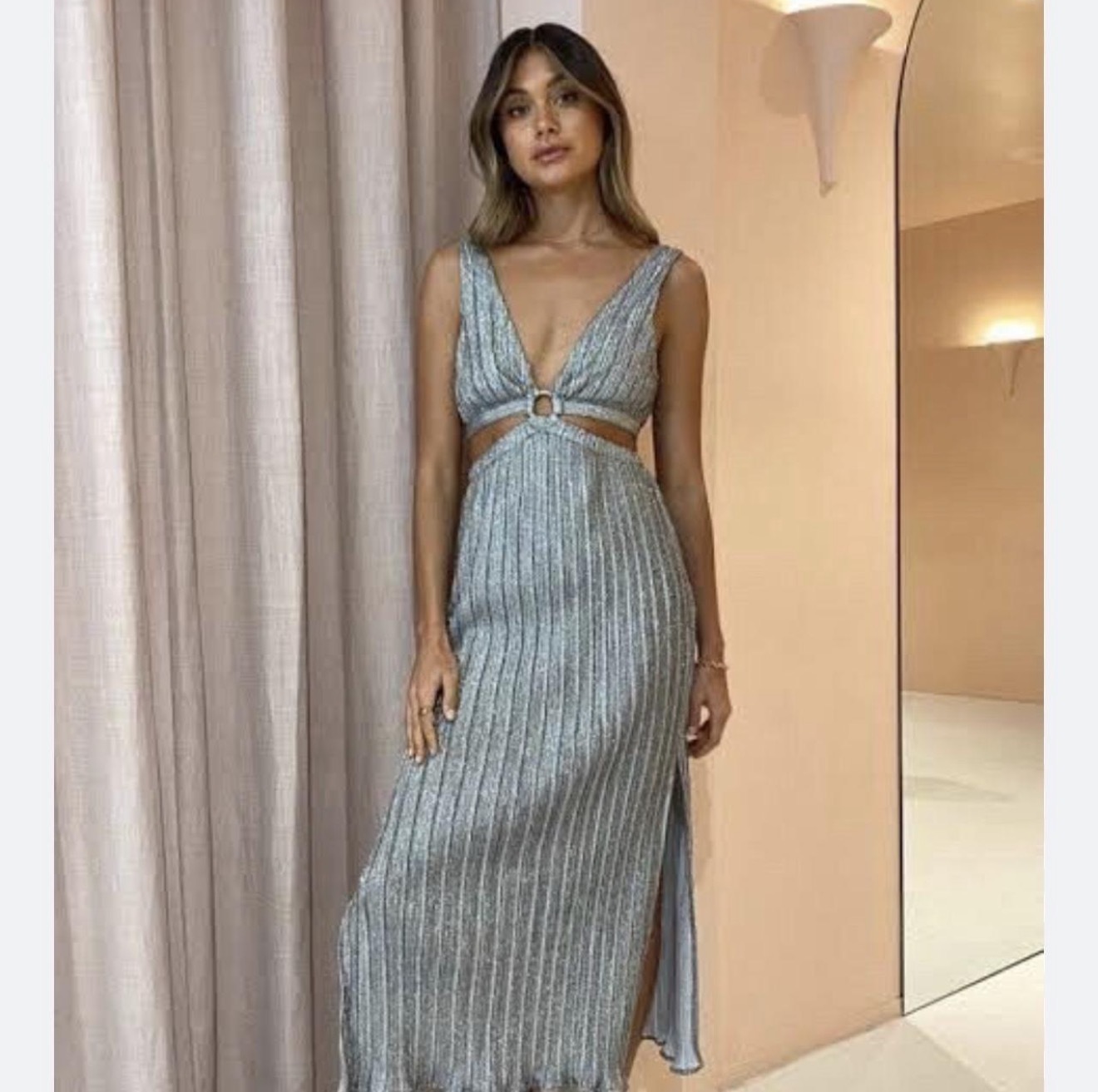 Ana Sleeveless Maxi Dress in Silver 
