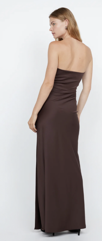 ETERNITY STRAPLESS MAXI DRESS - DARK CHOCOLATE - 10