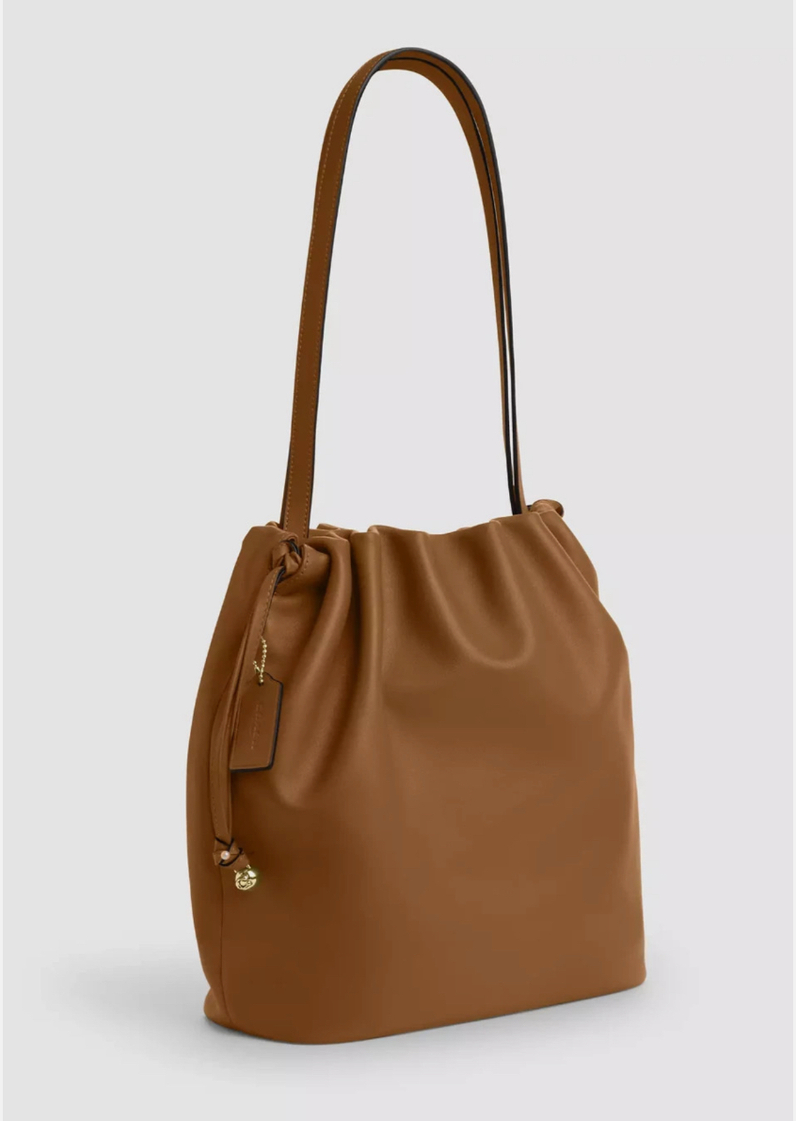 Faye Drawstring Tote Bag in Honey Brown