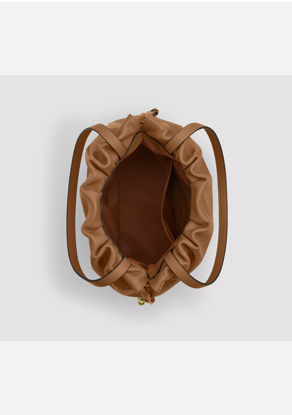 Faye Drawstring Tote Bag in Honey Brown