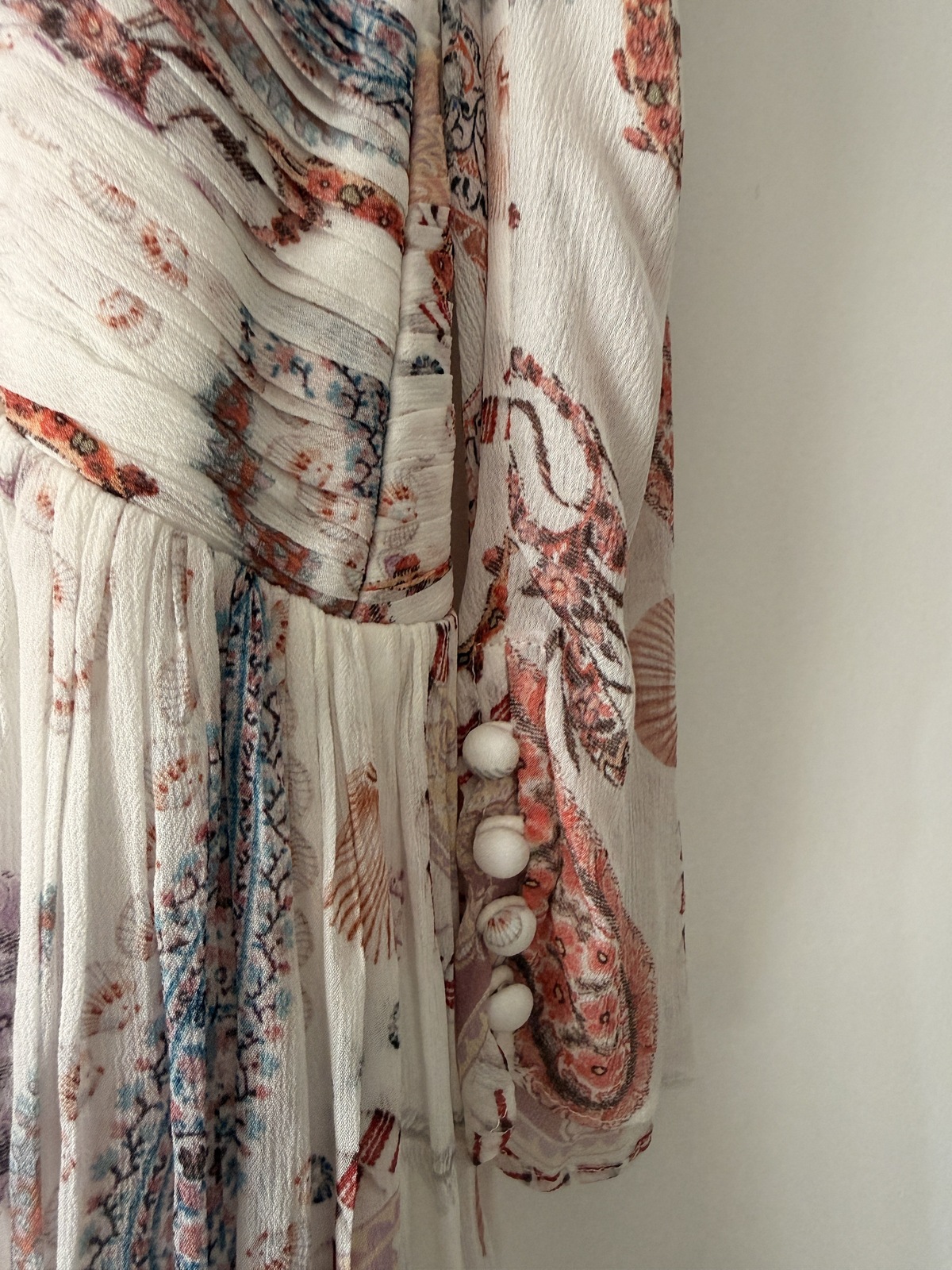 silk blend pleated chiffon floral dress AU14