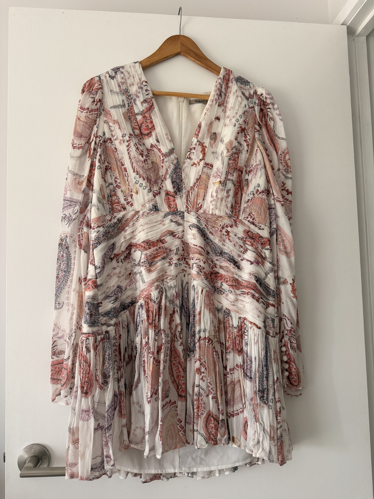 silk blend pleated chiffon floral dress AU14