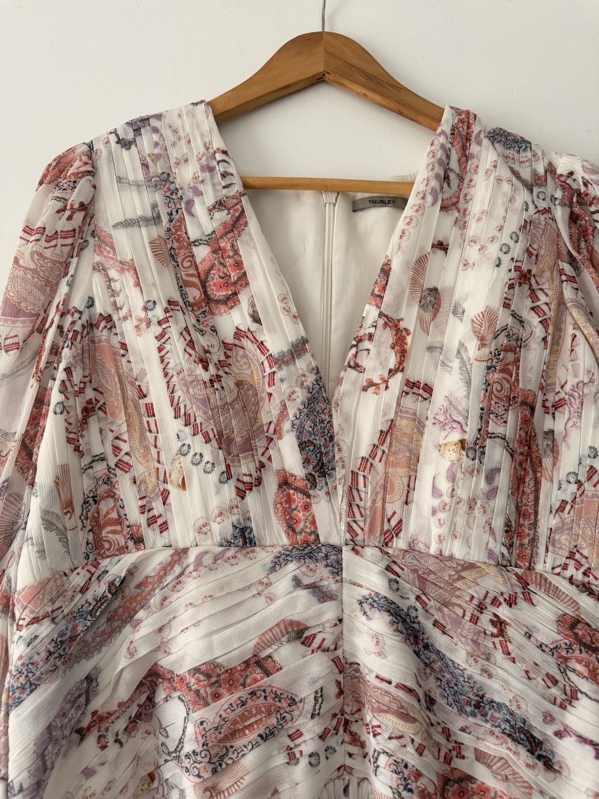 silk blend pleated chiffon floral dress AU14