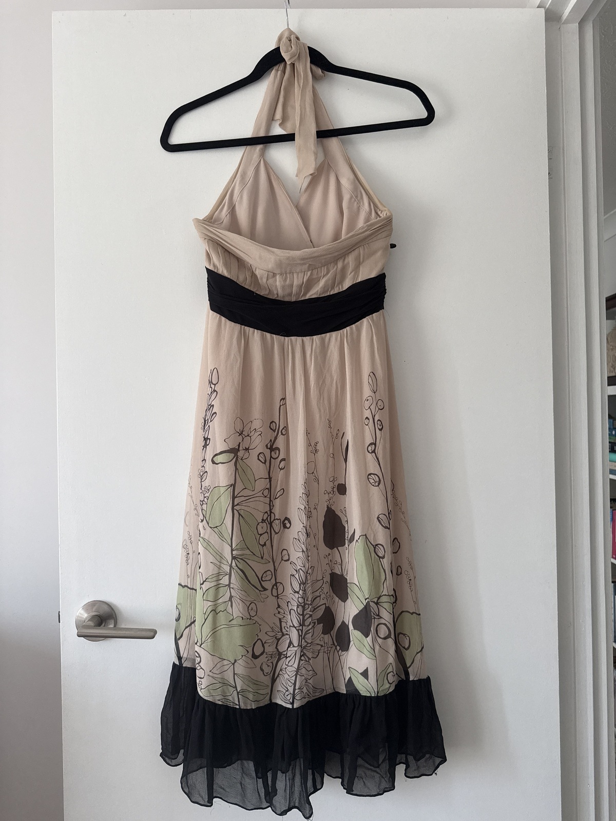 pure silk chiffon halter neck cocktail dress FR 38 AU10