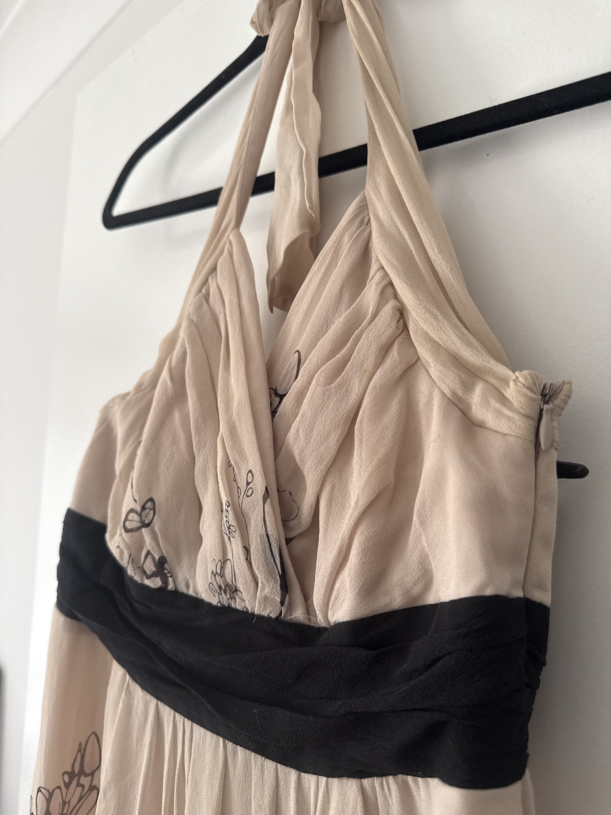 pure silk chiffon halter neck cocktail dress FR 38 AU10