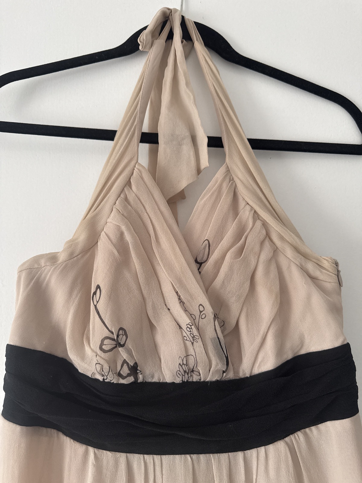 pure silk chiffon halter neck cocktail dress FR 38 AU10