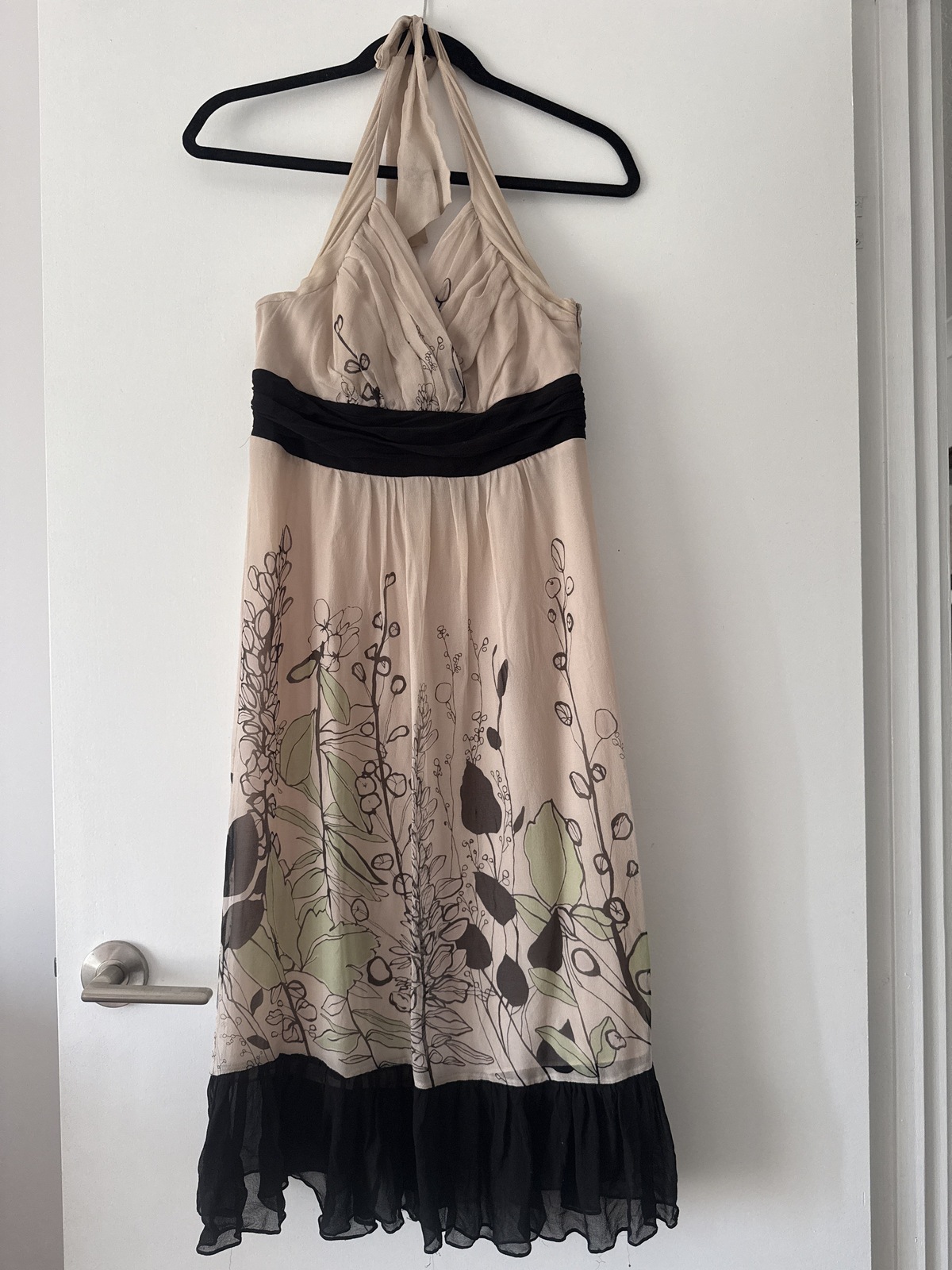 pure silk chiffon halter neck cocktail dress FR 38 AU10