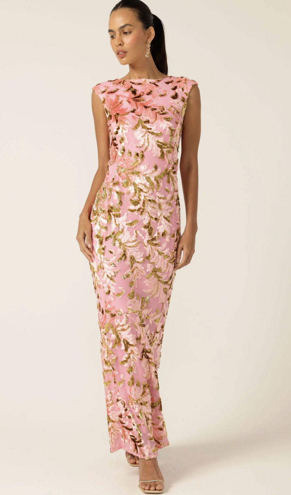 HEAVENLY HEIGHTS MAXI DRESS PINK GOLD