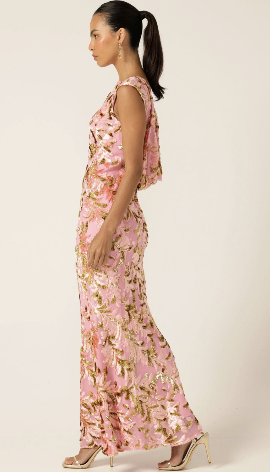 HEAVENLY HEIGHTS MAXI DRESS PINK GOLD