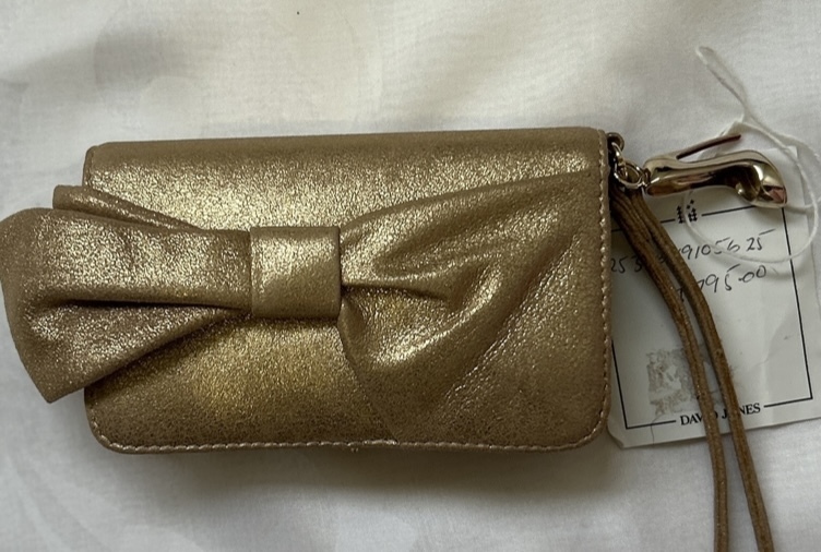 Authentic Christian Louboutin Shimmer Gold Bow Wristlet Pouch - NWT (RRP $795)