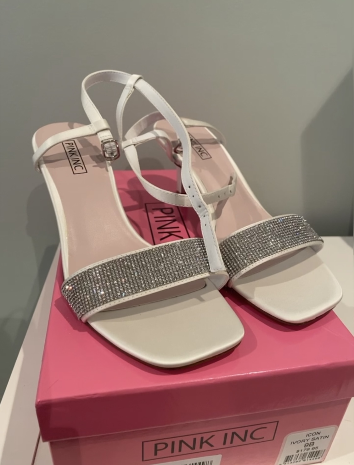  white crystal heels size au 9