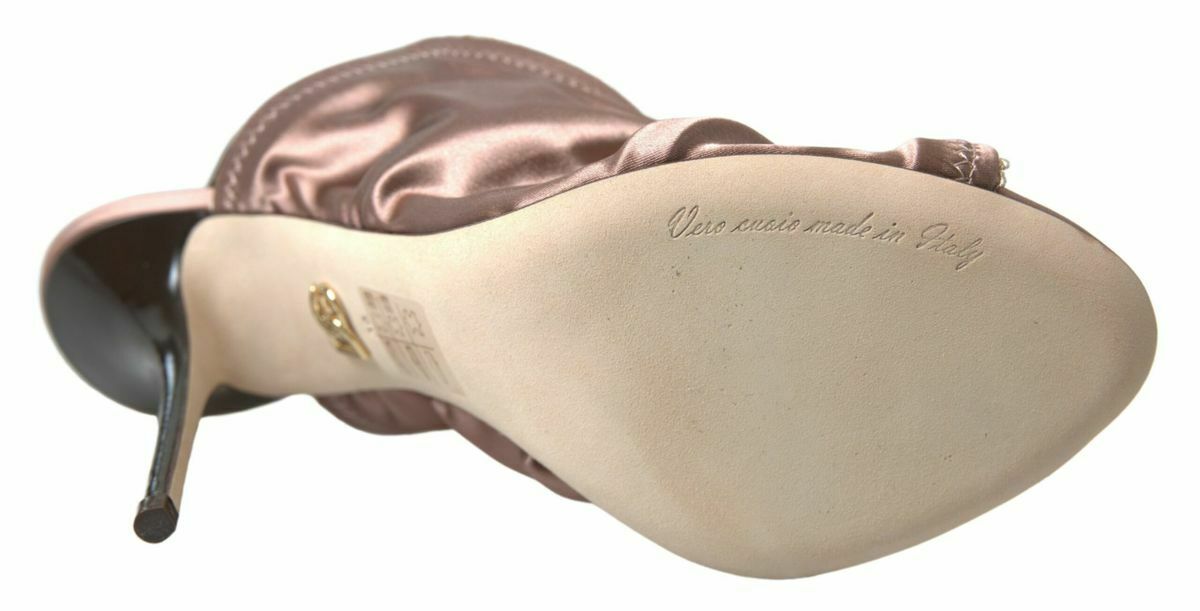 Satin Slingback Heels Draped Design - Brown / 39 EU