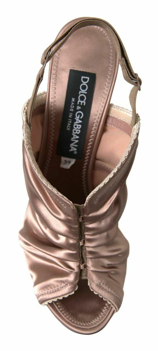Satin Slingback Heels Draped Design - Brown / 39 EU