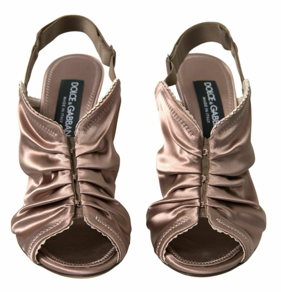 Satin Slingback Heels Draped Design - Brown / 39 EU