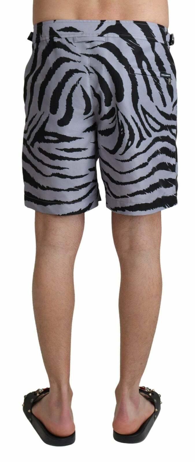 Zebra Print Swim Shorts - Gray / S