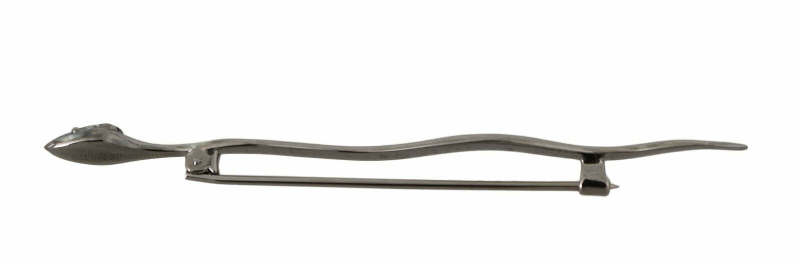 Brass Crystal Serpente Brooch Pin - Silver / One Size