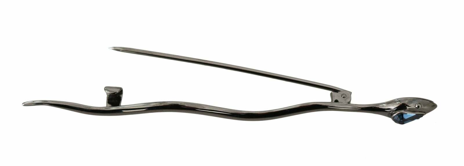 Brass Crystal Serpente Brooch Pin - Silver / One Size
