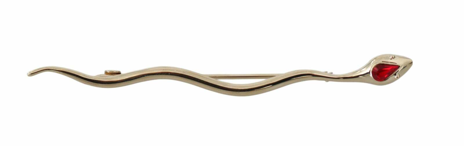 Brass Crystal Serpente Brooch Pin - Silver / One Size