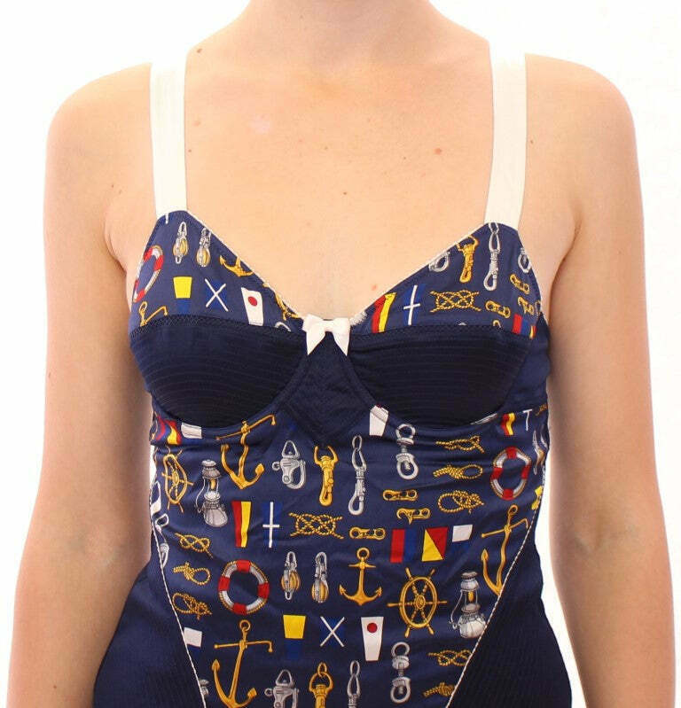 Nautical Print Silk Camisole - 1 IT / Blue