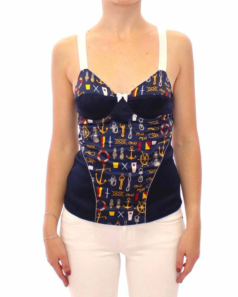 Nautical Print Silk Camisole - 1 IT / Blue