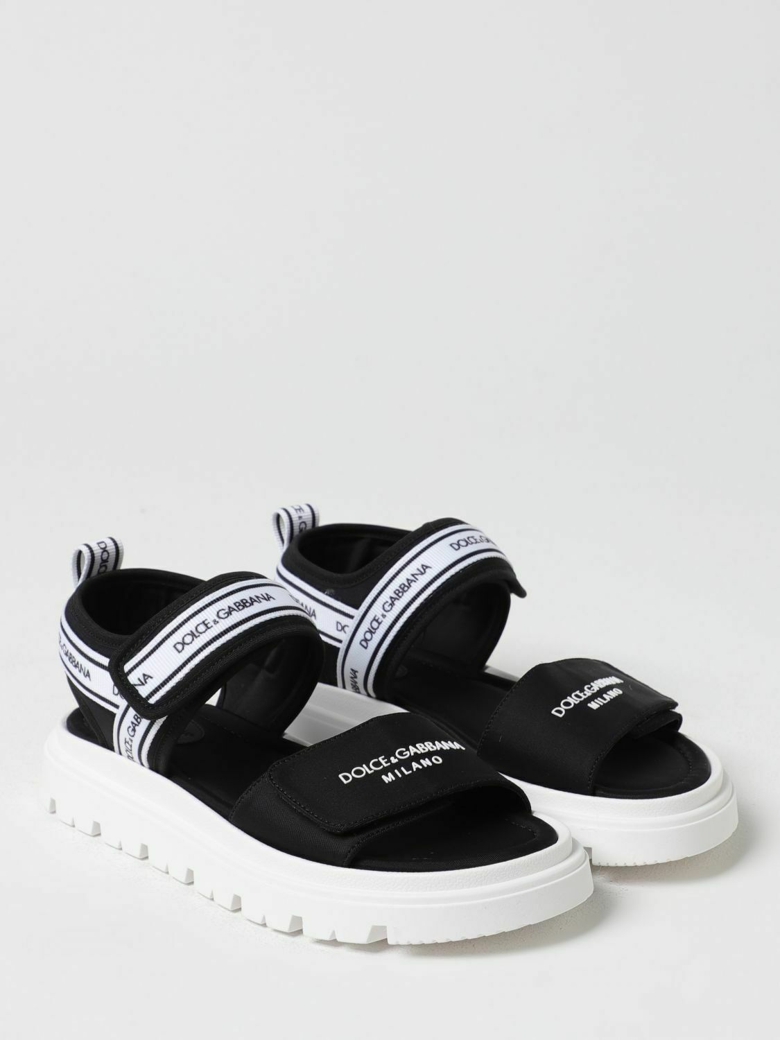 Platform Sandals with Logo Straps - Black / 37 IT