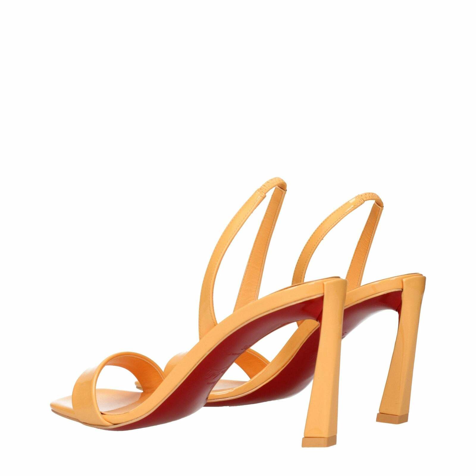 Leather Stiletto Heels Sandals with Adjustable Ankle Strap - Orange / 36.5 EU