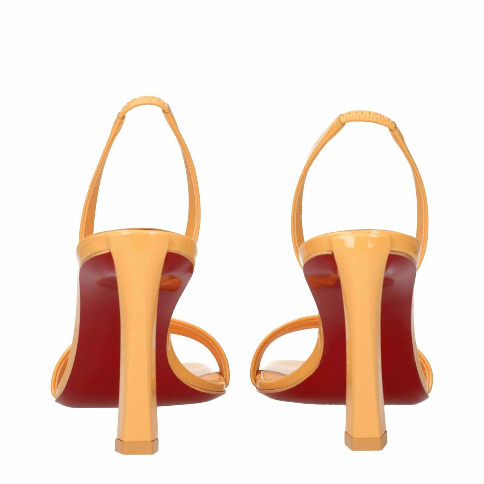 Leather Stiletto Heels Sandals with Adjustable Ankle Strap - Orange / 36.5 EU